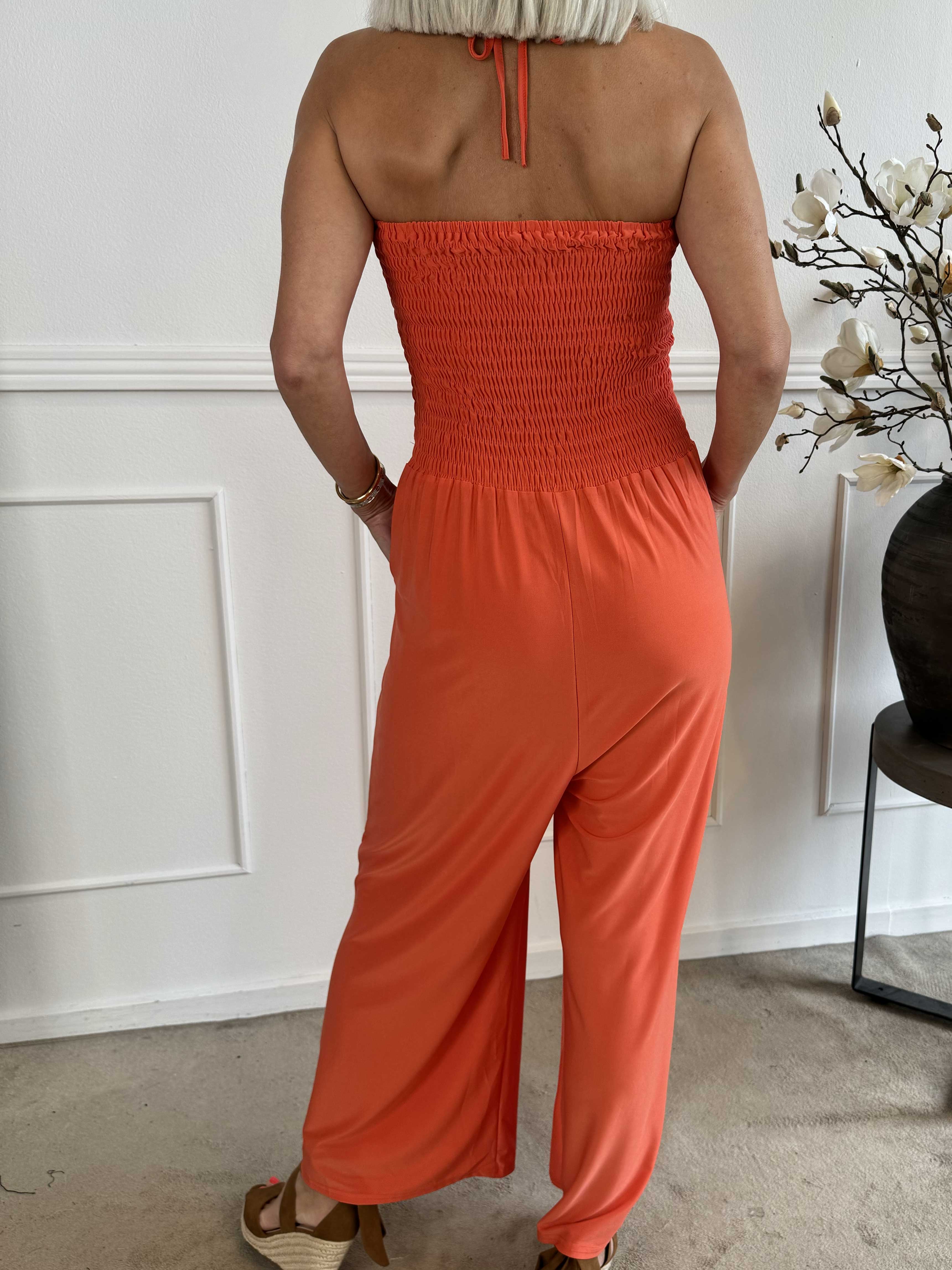 Pams Plain Tube Jumpsuit - Elastisk buksedragt med smock ved brystet